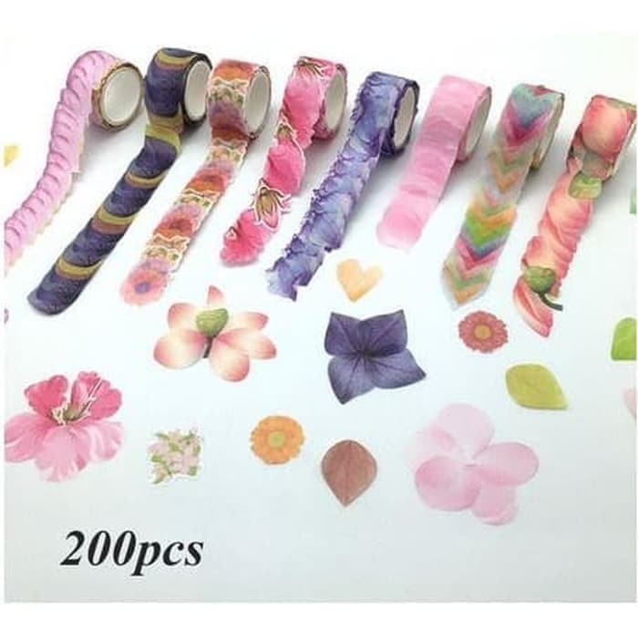 Washi Flower Sticker Tape (200pcs)