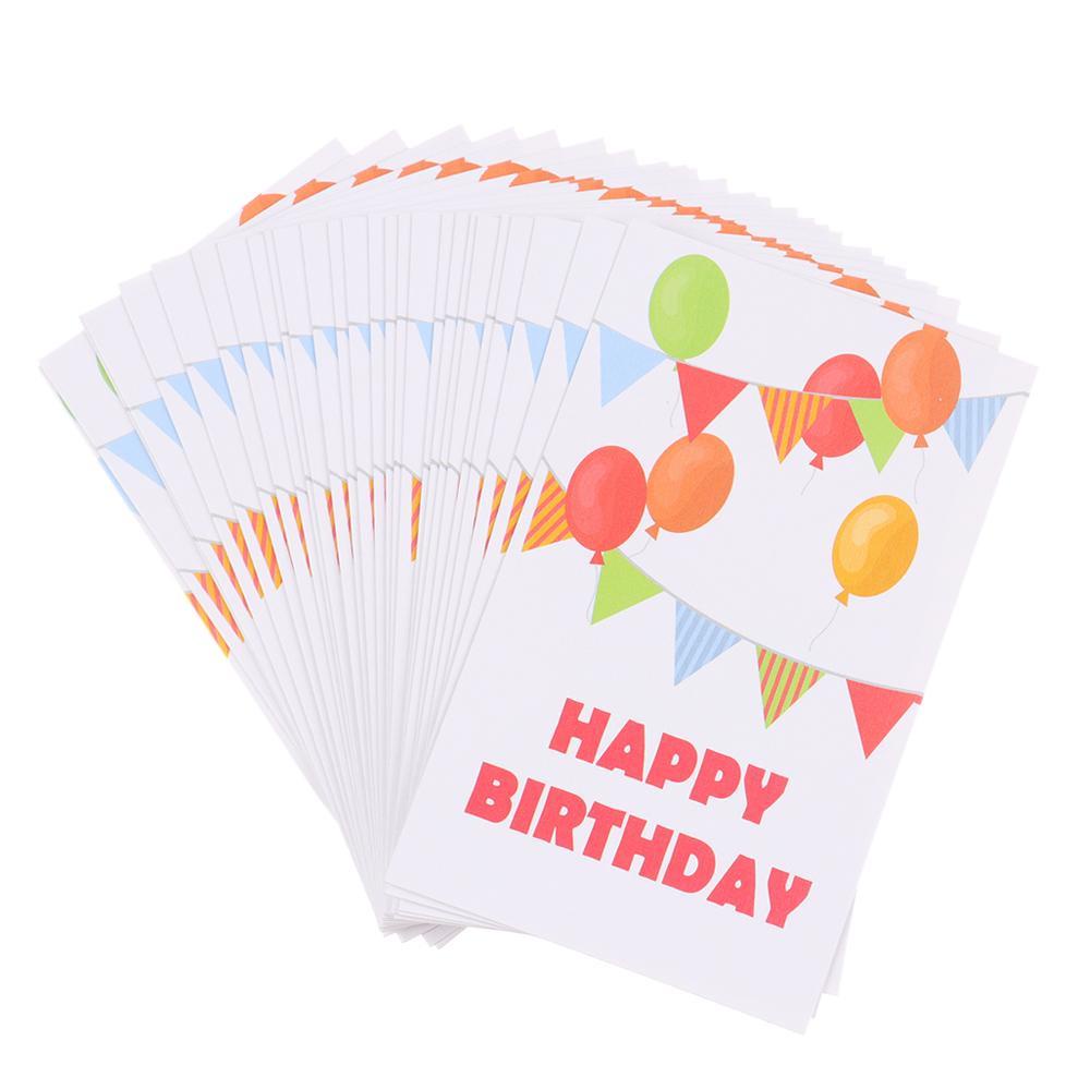 Preva 30PCS Kartu Happy Birthday 9x5.4cm Dekorasi Pesta Undangan Cardstock Kartun Hewan