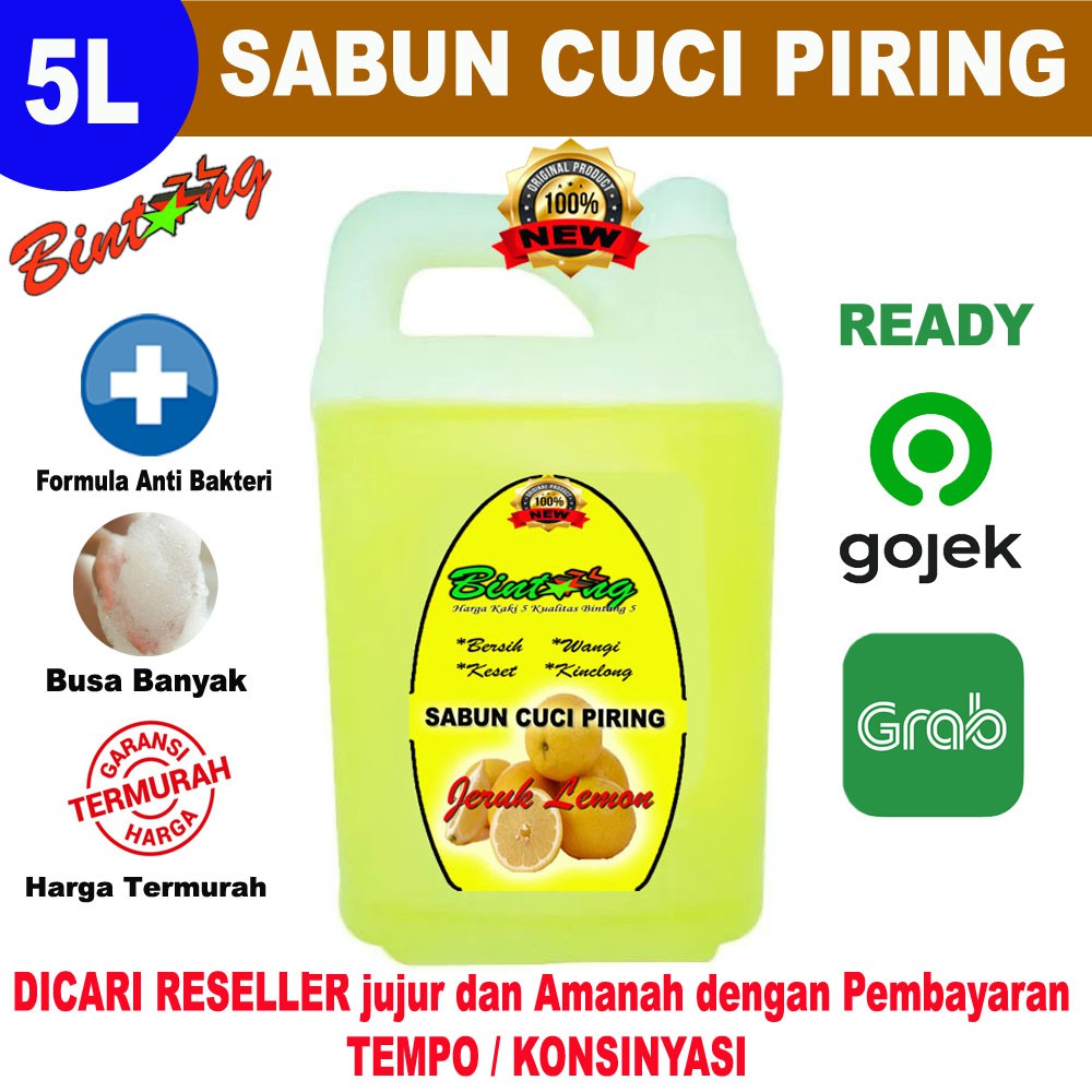 Sabun Cuci Piring BINTANG 5 Liter BUSA BANYAK + Anti Bakteri + Kinclong + Keset