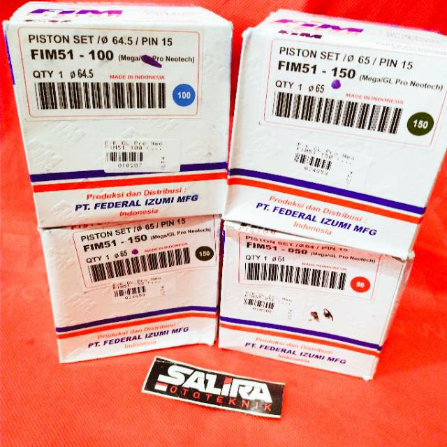 Piston Seher Seker Kit FIM Federal Izumi Pin 15 Diameter 63.5 64 64.5 65 65.5 66 FIM51 Megapro GL-1