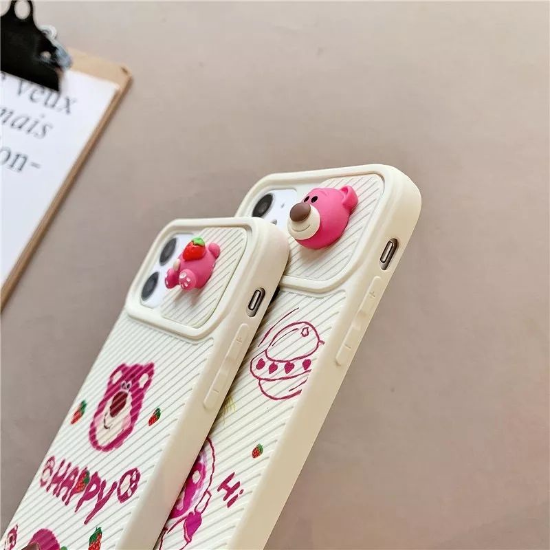 Softcase tpu overseas Disney red HAPPY bear sling lanyard iphone 12/ 12 pro max