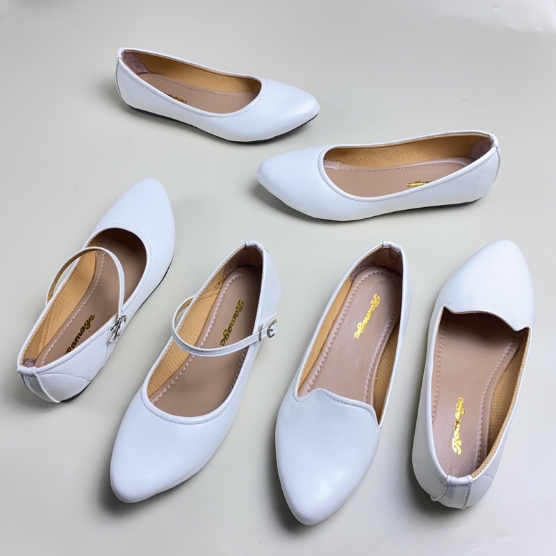 SEPATU KERJA FLAT SHOES WANITA WHITE