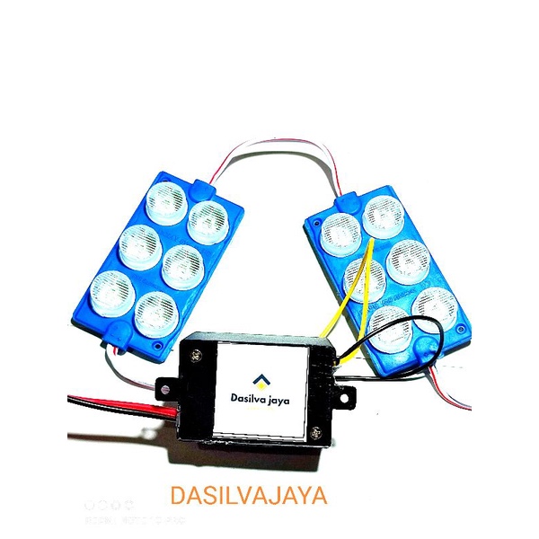 MODUL LAMPU LED BLITZ PESAWAT  PLUS 2 PCS  LED 6 MATA WARNA ICE BLUE SUPER BRIGT