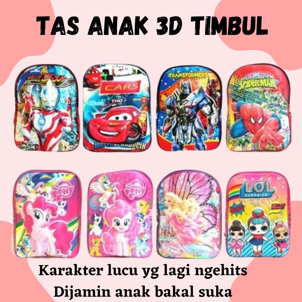 BEST SELLER!! VIRAL TAS ANAK 3D TIMBUL UKURAN BESAR KARAKTER LUCU TERMURAH