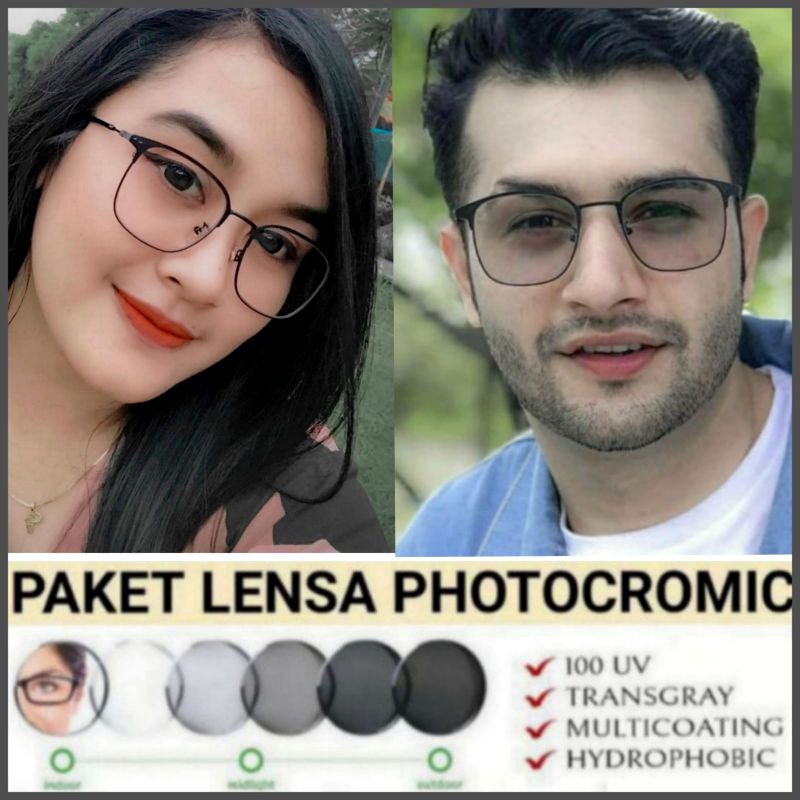 kacamata minus lensa photocromic anti radiasi pria wanita