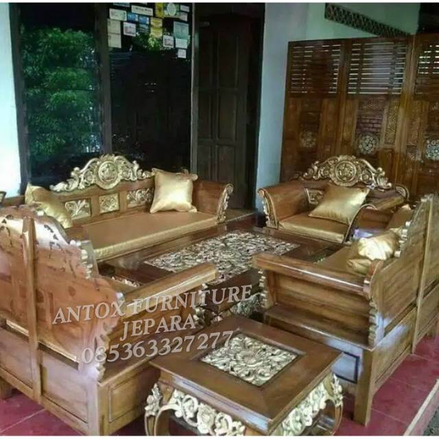  Kursi  tamu Madura matahari kayu  jati bantalan busa  