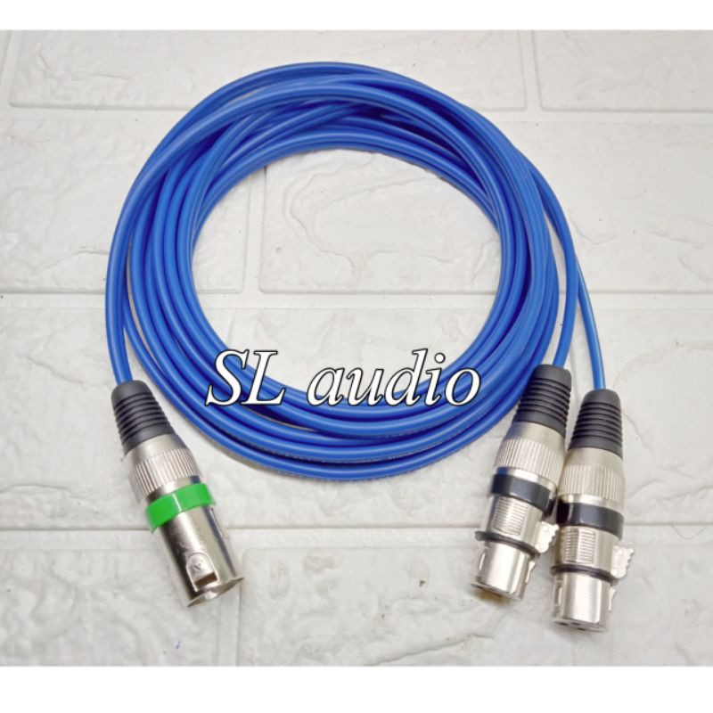 Kabel cabang xlr male to 2 xlr female splitter 1 male to 2 female murah