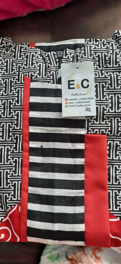 Blouse Batik Wanita Kombinasi Merah Hitam - Atasan Batik Wanita Moden Size S M L Xl Xxl 3l 4l 5l