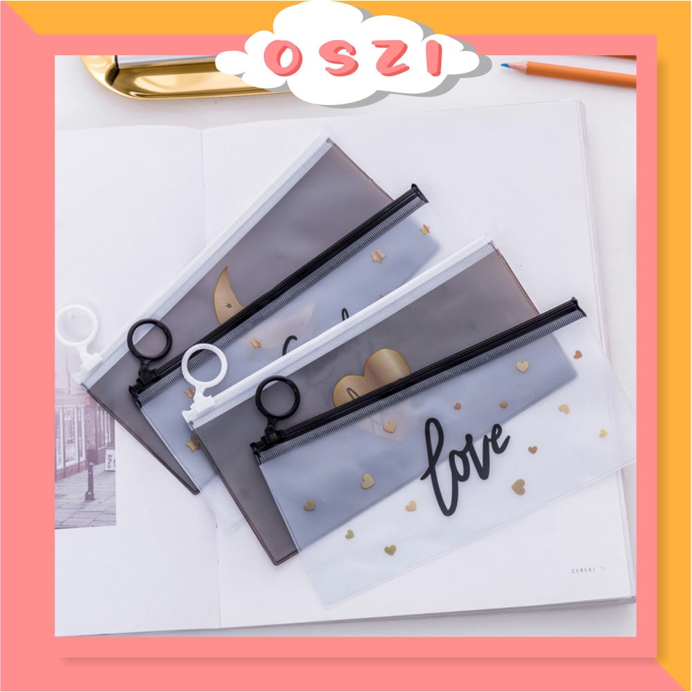 

❄ OSZI ❄ R444 Tempat Pensil Transparan Zip Tempat Kosmetik Zip