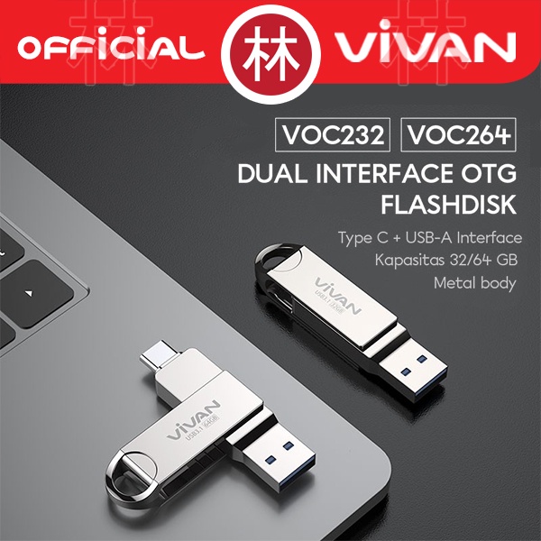 VIVAN VOC232 / VOC264 Flashdisk OTG Dual Type-C USB 3.1 32GB 64GB