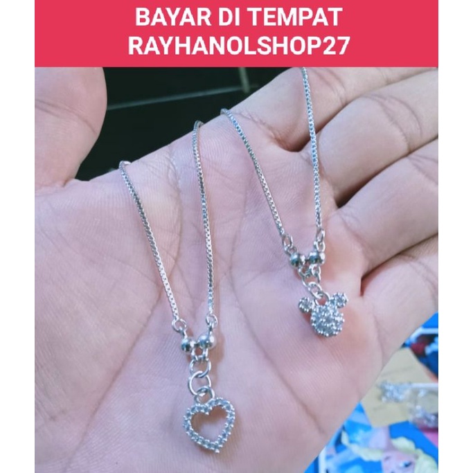 Perhiasan anak anak titanium silver motif pilihan model nya anti karat dan tidak mudah pudar, karena bahan berkualitas bagus lapis emas putih,