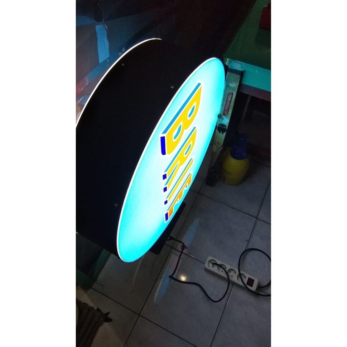 Neon Box bulat Diameter 50cm 2 sisi + bracket