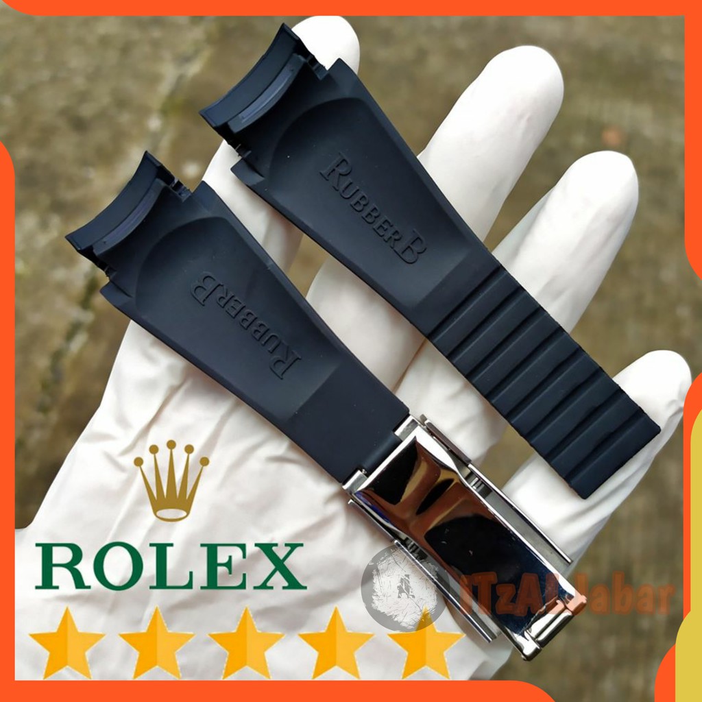 Tali jam tangan Rolex Rubber B 20mm Premium Waterproof Hitam