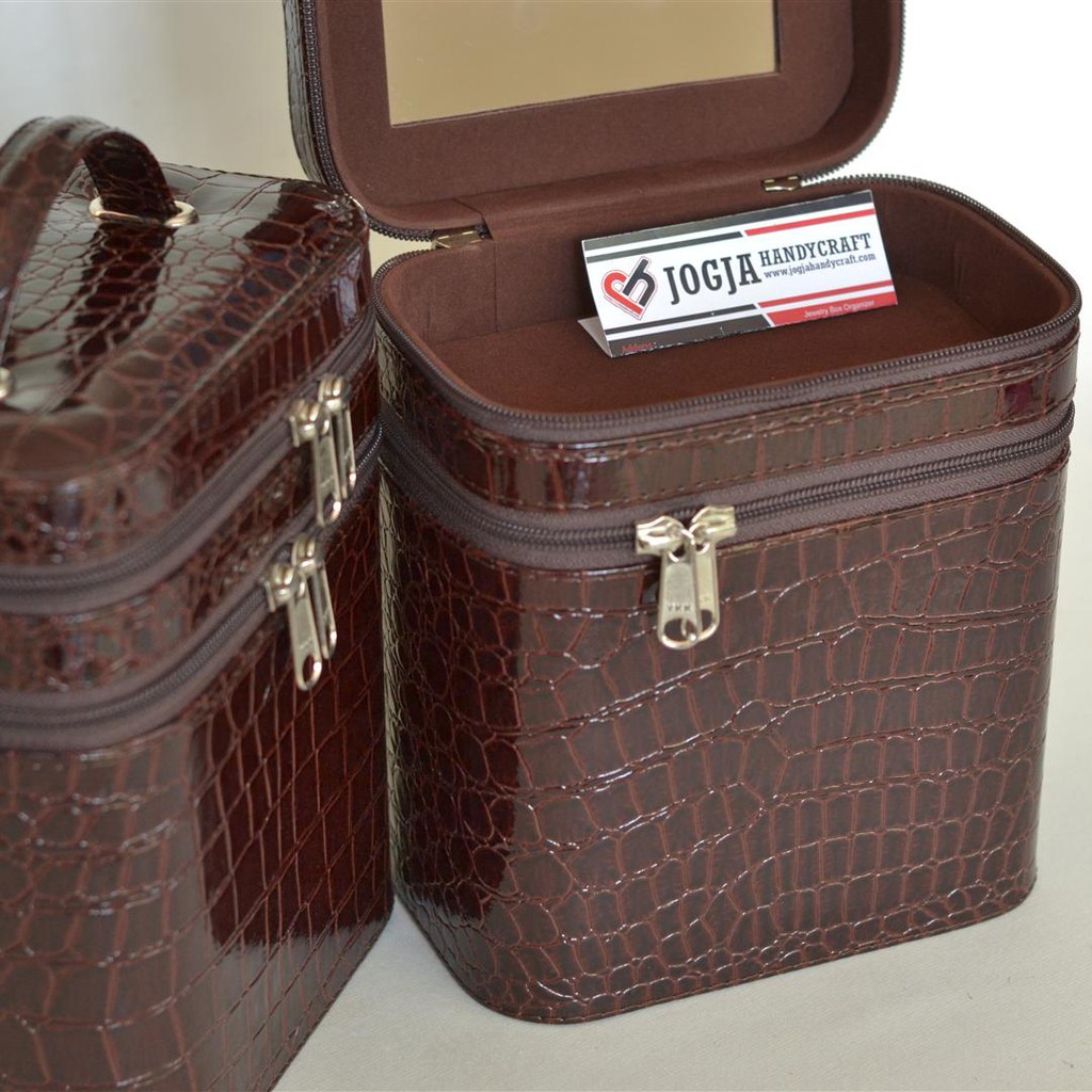 TAS MAKEUP BEAUTYCASE GLOSSY BROWN CROCO