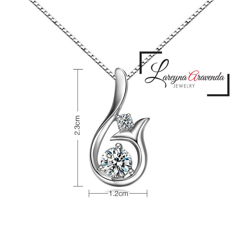 Kalung Titanium Asli + Liontin Model Whale Crystal Kristal Zirconia KL007