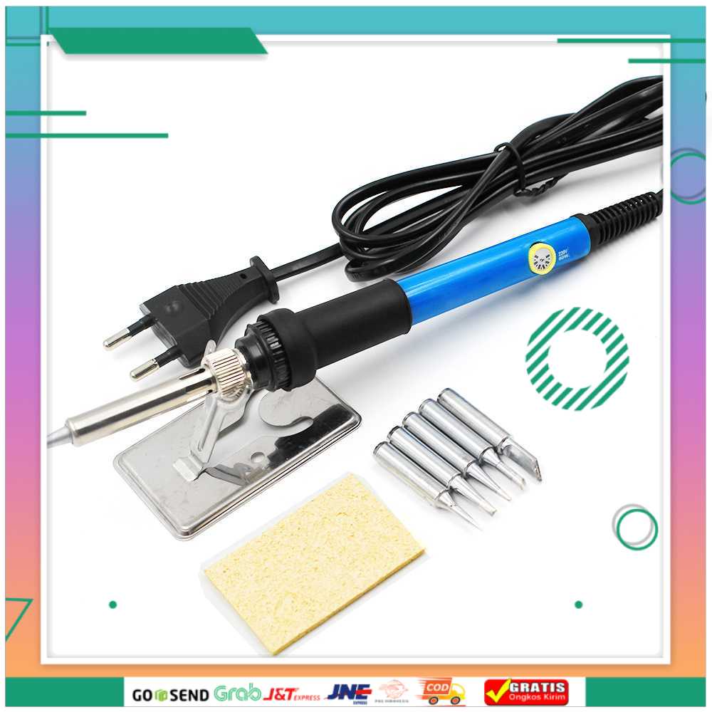 (BISA COD) FTIHSHP Solder Iron Adjustable Temperature 60W with 5 Tips - CS31