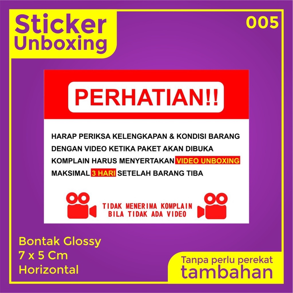 Stiker Video Unboxing / Stiker Unboxing / Sticker Fragile / Stiker Label Pengiriman-005