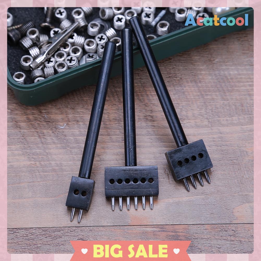 3pcs/Set 5mm Pitch 2 4 6 Prong Hardened Leather Hole Punch Leather Stitch