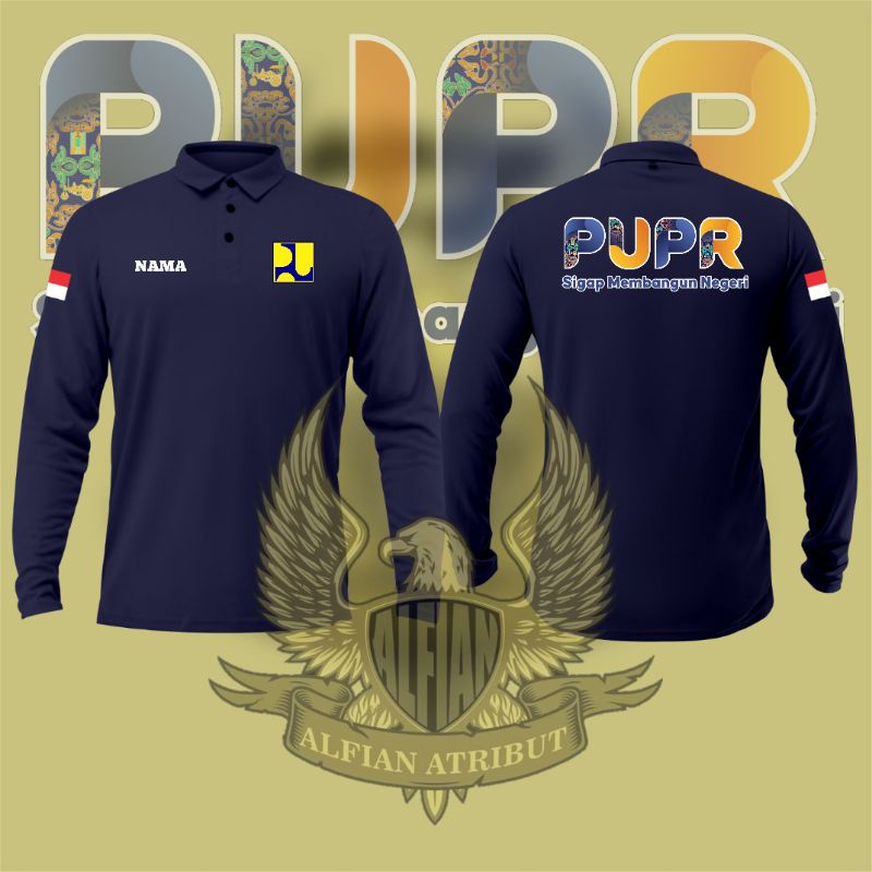 kaos kerah polo pupr,kaos atasan pupr lengan panjang free nama