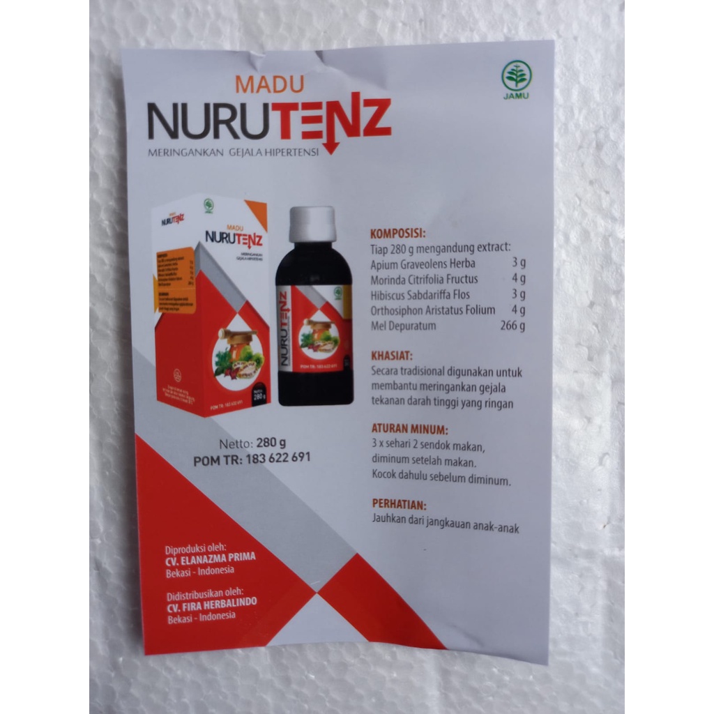 Obat herbal Anti Darah Tinggi Jantung Madu NuruTenz Hipertensi Nuru Tenz | Nuru Tens