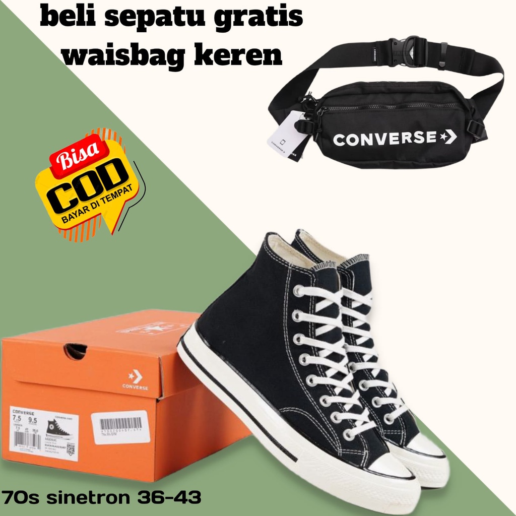 MURAH BOS KU!!!epatu Sekolah Converse_70S Allstar Hitam Tinggi GRATIS WAIBAG KEREN .Sepatu Sneakers Pria Sepatu Murah Pria Sepatu Kets Pria/Sepatu sekolah- Converse22 new all star CT with lunarlon chuck taylor sepatu casual&quot;