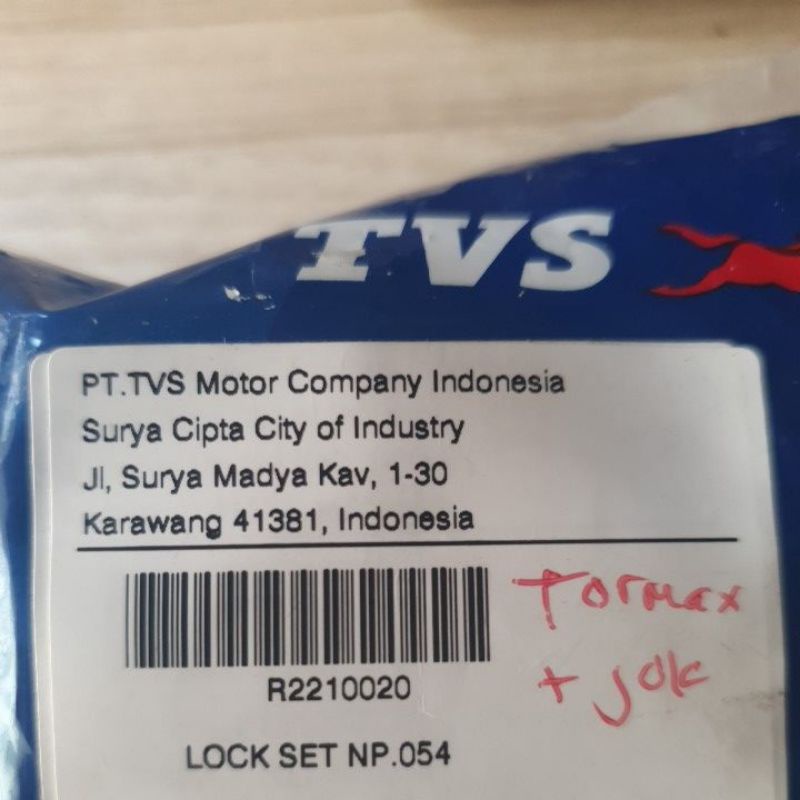 Kunci Kontak Tormax plus jok TVS. Lock set NP 054