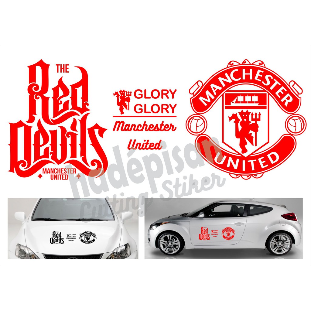 Stiker Mobil Cutting Sticker Kaca Body Mobil Logo Manchester United MU The Red Devils
