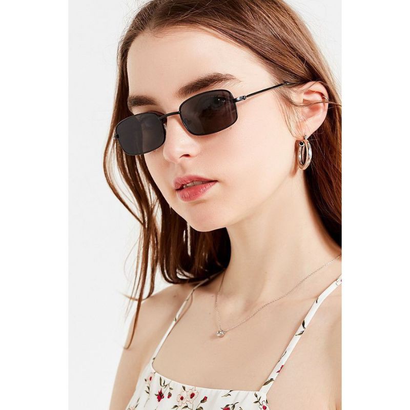 KACAMATA SUNGLASSES  FRAME METAL KOTAK KECIL HITAM KEREN