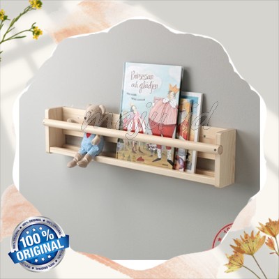 Rak dinding kayu, Rak Gantung tempat penyimpanan buku, jam, 70x9x16 cm IkeSet FList