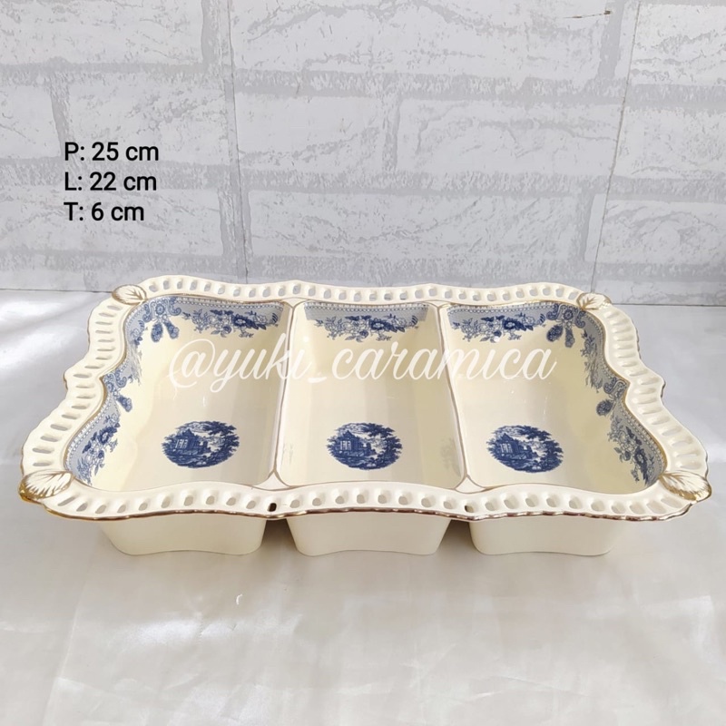 piring sekat windsor castle / piring lauk keramik / capodimonte
