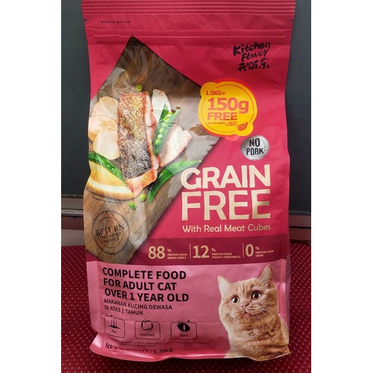 Kitchen Flavor Grain Free Adult 1,5Kg Freshpack - Makanan Kucing Dry Food