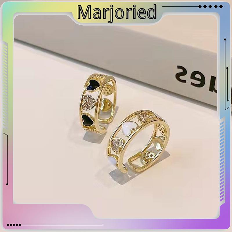 Cincin Ringan Mewah Hollow Keluar Berlian Imitasi Cinta Chic Advanced Adjustable Cincin Wanita-MJD