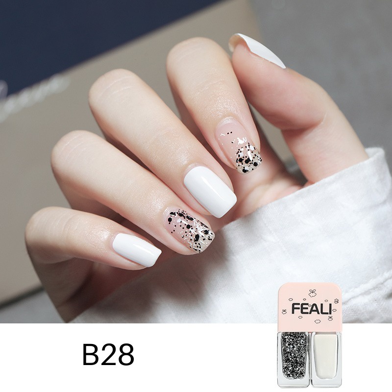 FEALI 2IN1 KUTEK HALAL KUTEKS 2 TONE KUTEK KOREA Cat Kuku muslimah Gel Nail polish - Pretty Mart-B28