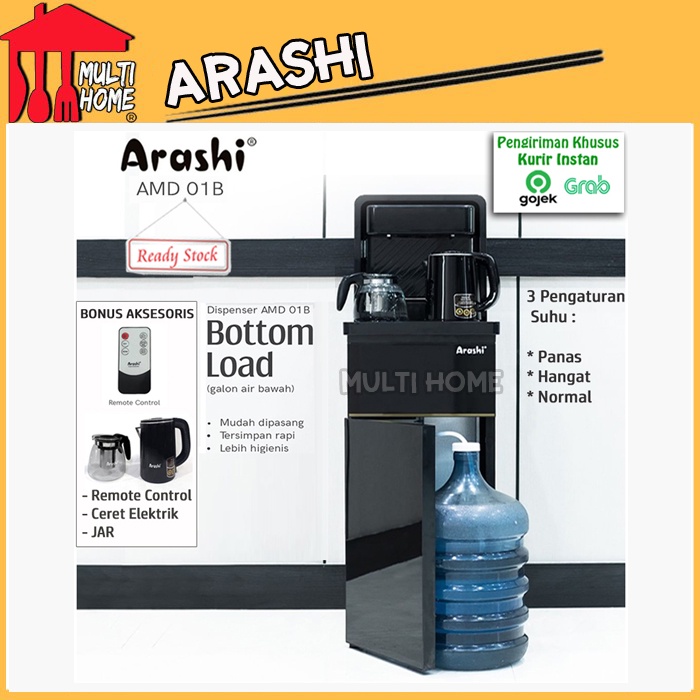 Arashi Dispenser Air Minum Galon Bawah Multifungsi AMD01B Dengan Layar Sentuh dan Remote Control