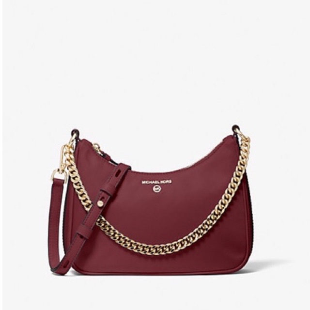 MICHAEL KORS Jet Set Medium Nylon Gabardine Crossbody Bag Dark Berry