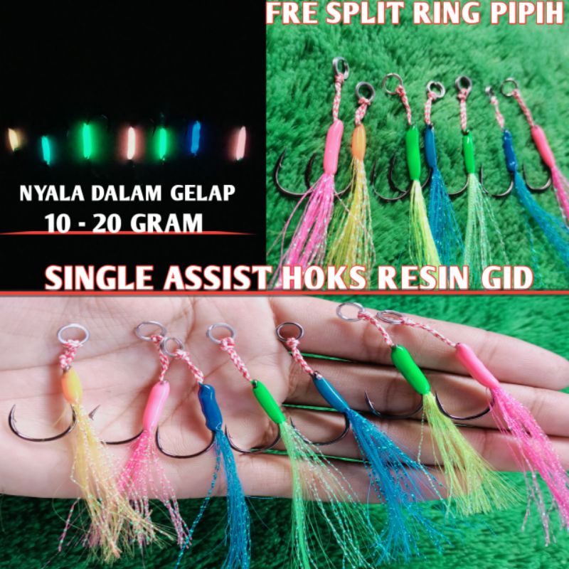 ASSIST Hook jig micro jig 10g/20gram FosforGID/Single asist hok/kail Umpanpancing kailmetaljig  jigging kiler