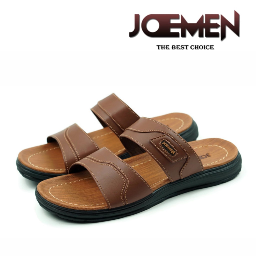 Joemen Sandal Pria Kulit Joemen S 06 Original Pria Sandal Slop Import-Moka