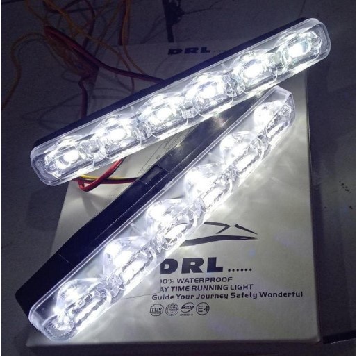 Lampu LED DRL Mobil UNIVERSAL 6 LED 6 Mata 6 Titik Putih