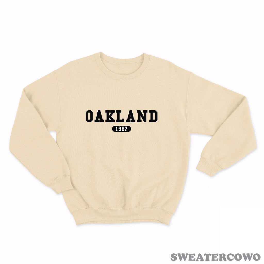 Sweaterpolos Basic Sweater OAKLAND ( Sablon ) Unisex Pria &amp; Wanita