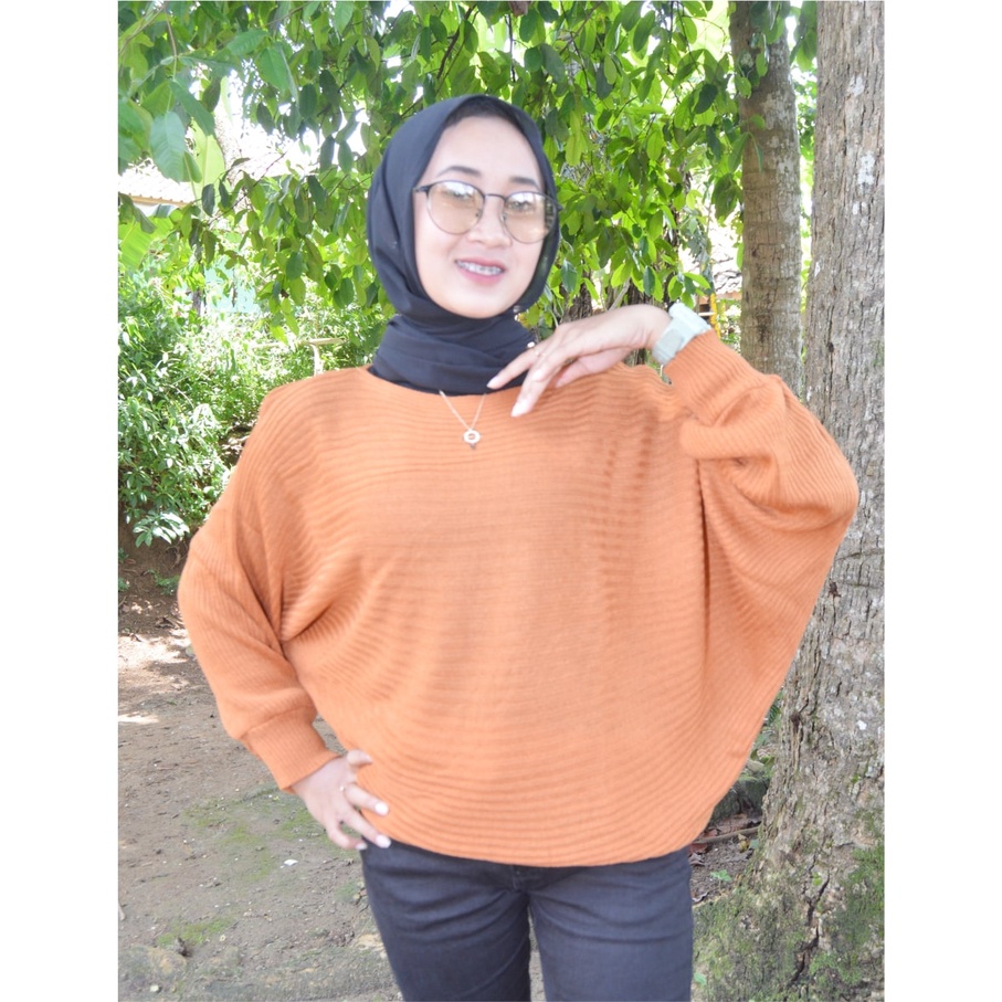 LASPERAL BATWING OVERSIZE / ATASAN WANITA KEKINIAN / PAKAIAN NEW ARRIVAL / BLOUSE RAJUT OVERSIZE / BATWING BLOUSE