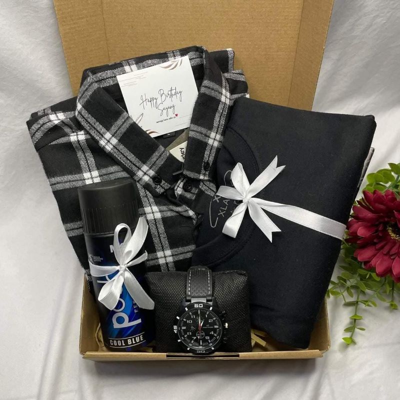 BISA COD | HAMPERS GIFTBOX KADO COWOK KEMEJA FLANEL