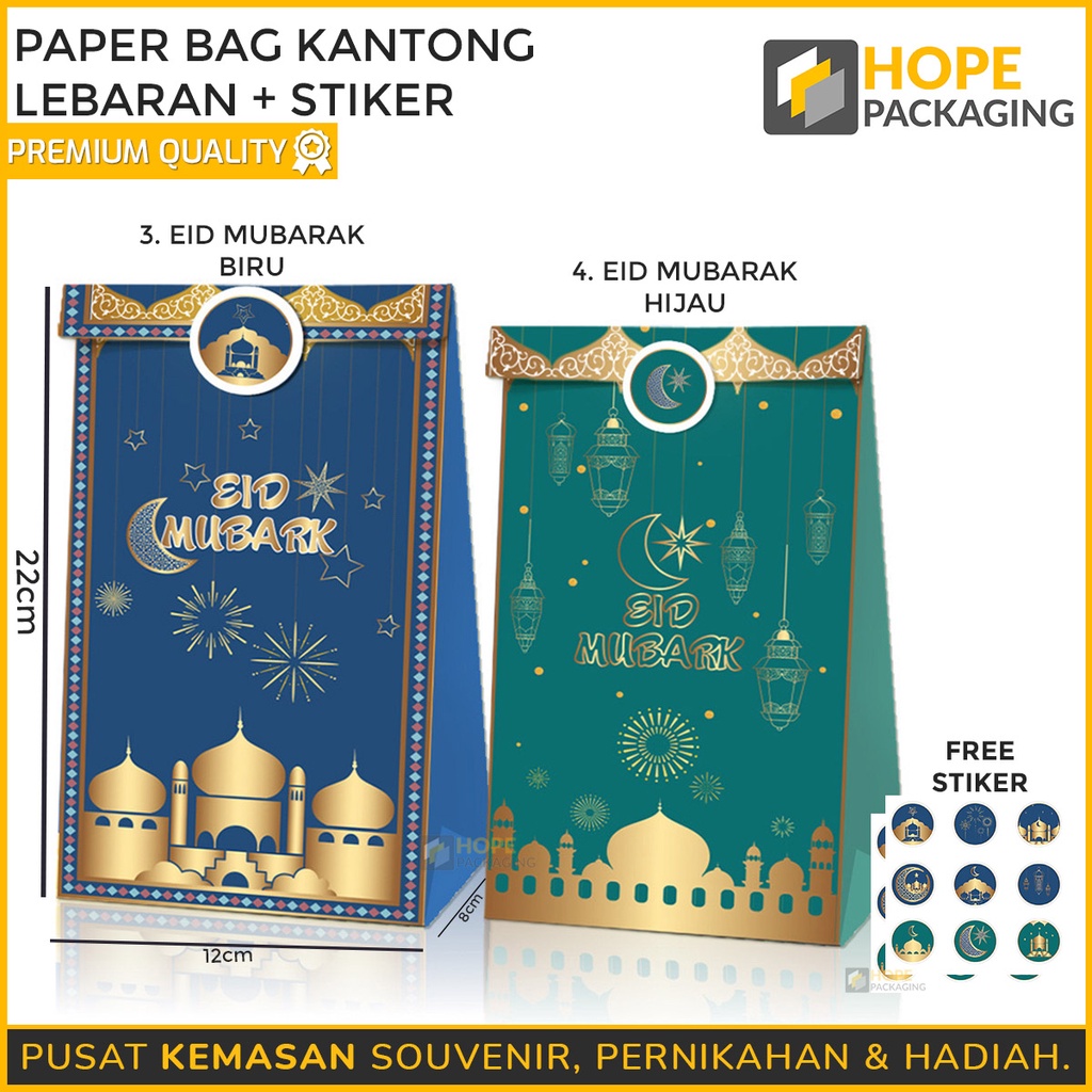 [ISI 5PCS] Paper Bag Edisi Lebaran Plus  Stiker Kantong Parcel paperbag Idul Fitri