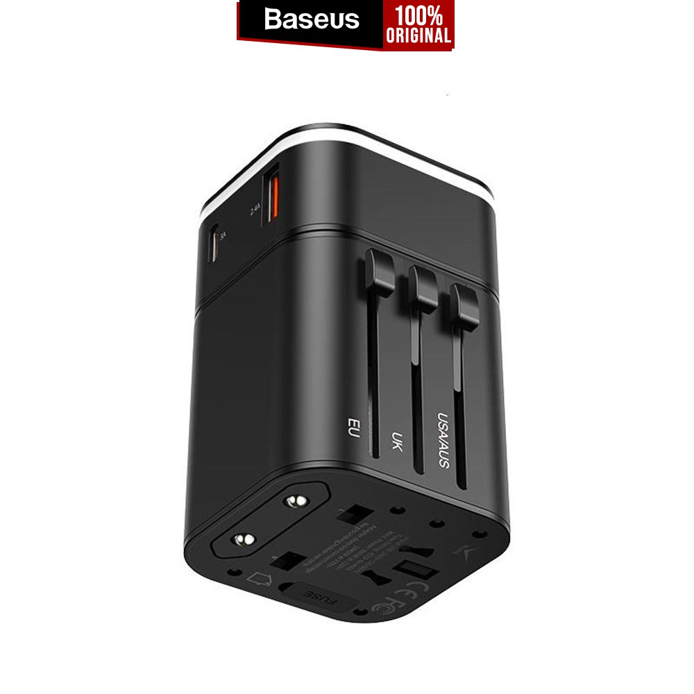 

Universal Travel Charger Adapter Baseus Removable 2in1 with USB Type C Adaptor EU UK USA AUS