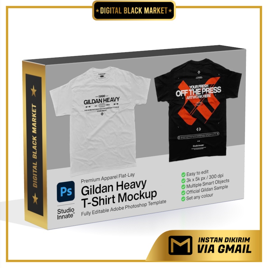 5000 Gildan Heavy T-Shirt Mockup - Photoshop