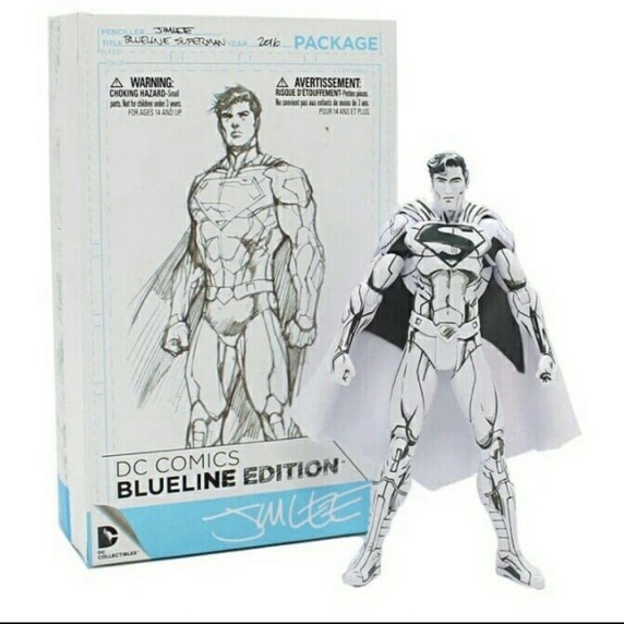 Promo DC Blue Line Comics Edition Superman Black and White Figure Diskon