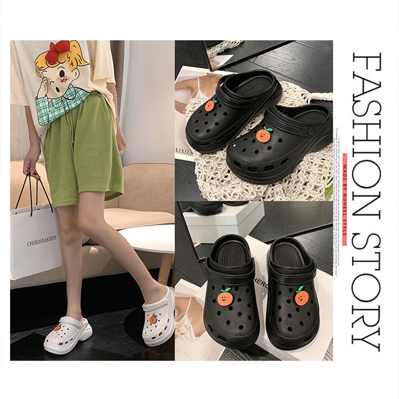 KOMIN-Sandal Kodok Wanita Sandal Baim Sandal Wedges Kekinian Import JIBBITZ  Anti Slip Sandal Karet Spons Eva Classic Bae Clog Sandal Slop Wanita
