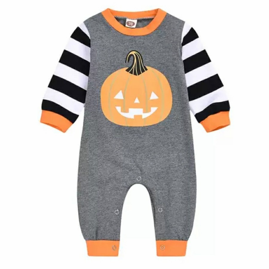 Baby pumpkin romper baby halloween costume kostum labu bayi 3