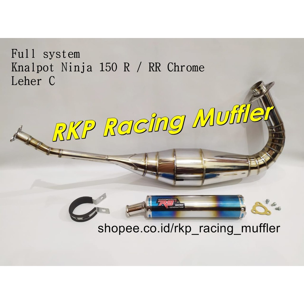 Knalpot Ninja 150 R RR SS kolong R9 chrome krom silencer half blue kenalpot racing motor
