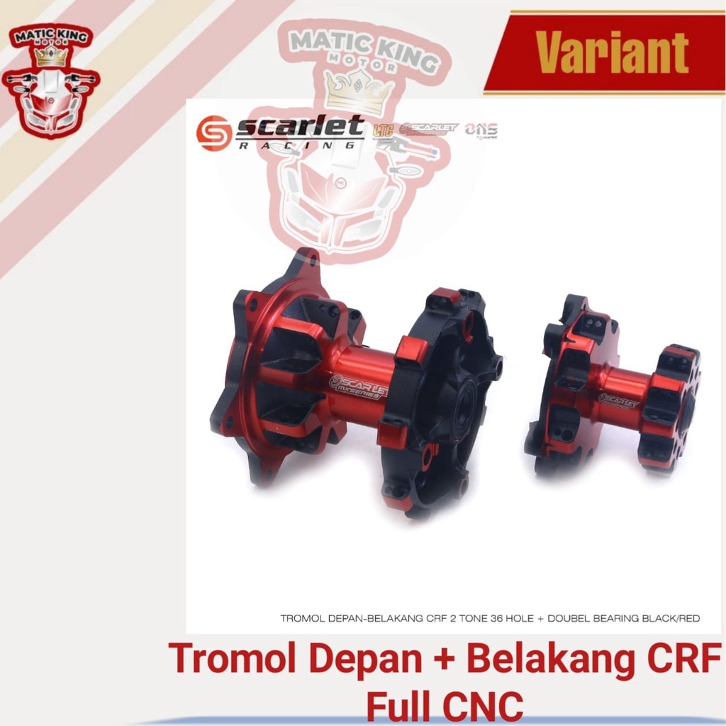 Tromol CRF 150 set Scarlet Hole 36/36 Full CNC depan dan belakang