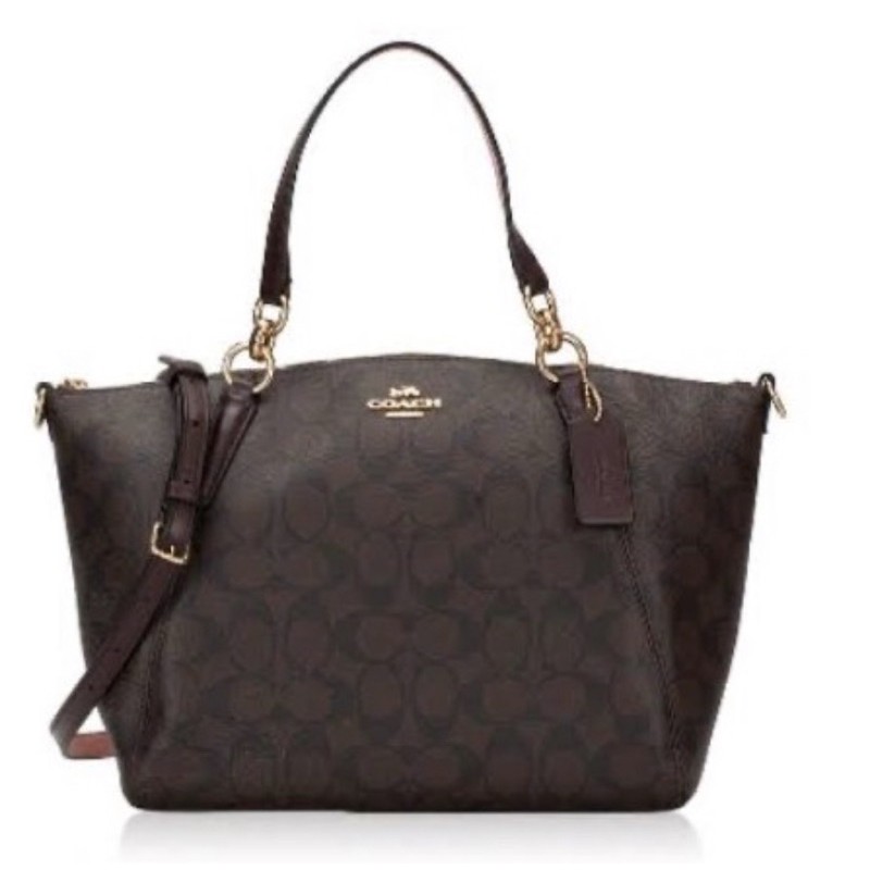 COACH SMALL KELSEY SATCHEL IN SIGNATURE CANVAS BROWN  ( F28989)